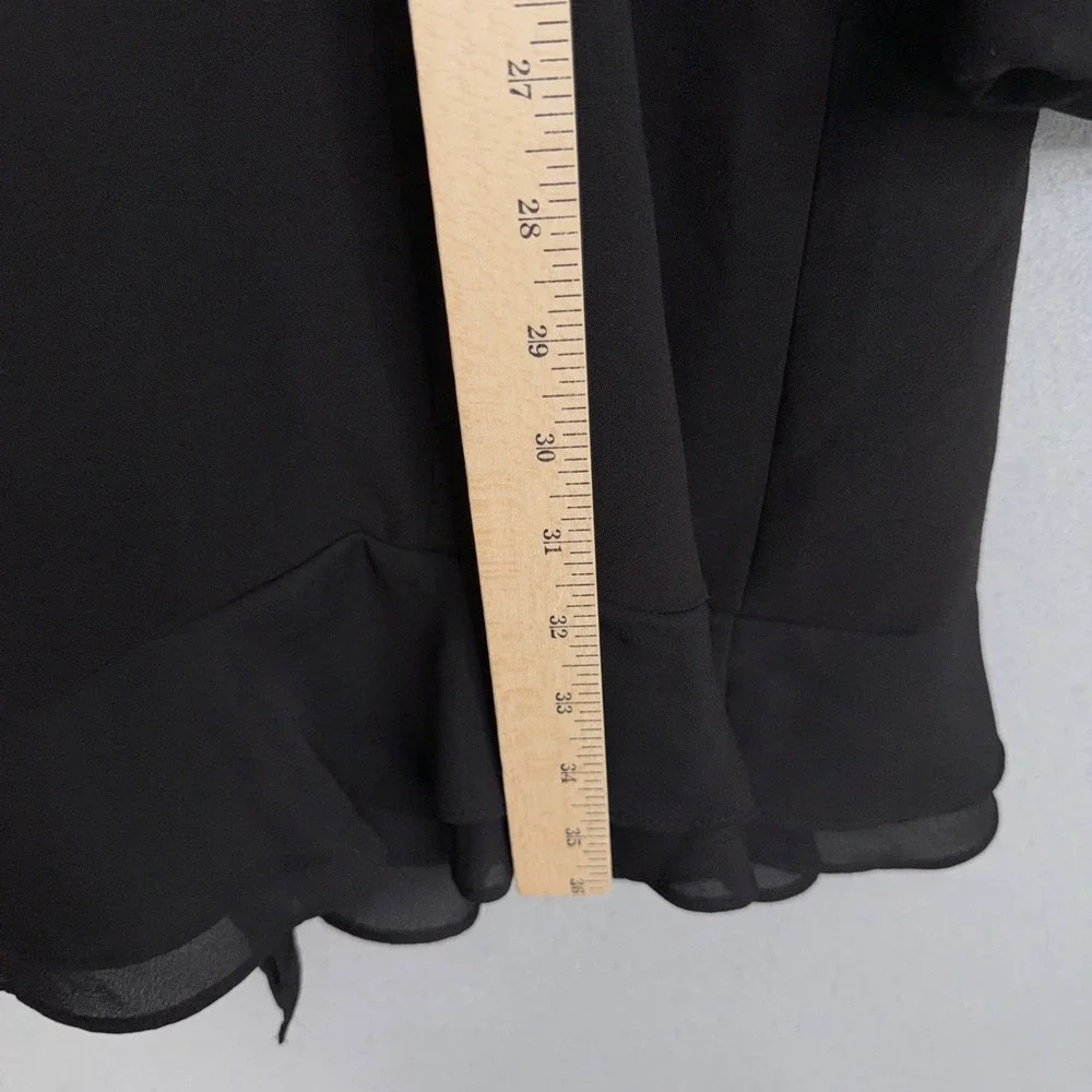 Karl Lagerfeld Blazer Dress Womens 16 Black Ruffle Hem Double Breasted Career